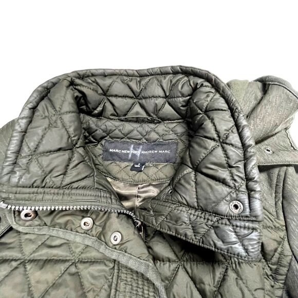 Marc New York Quilted Olive Green Hooded Coat Women's S Small - Picture 4 of 14